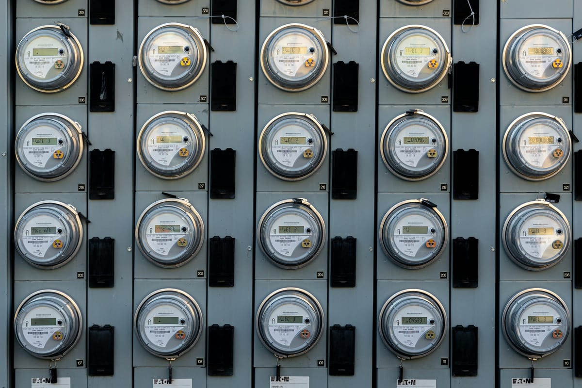 A wall of electricity meters