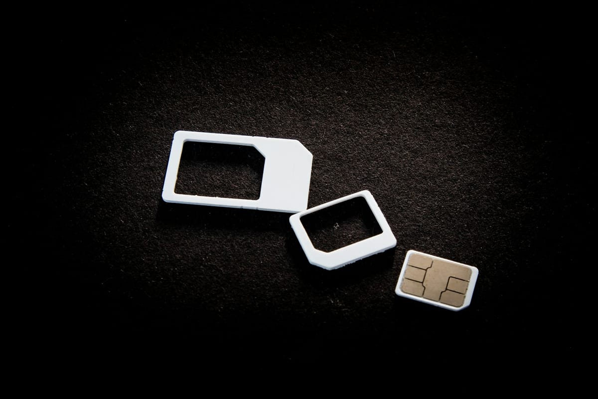 SIM cards and SIM adaptors on display