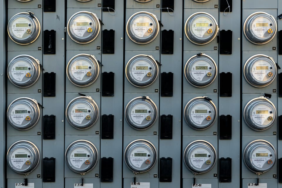 A wall of electricity meters