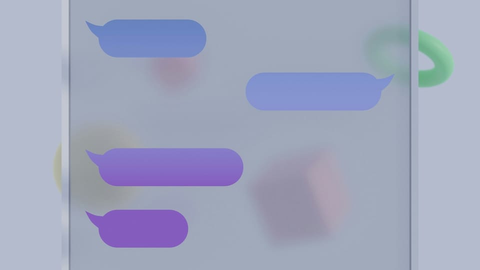 Chat message bubbles on a translucent screen