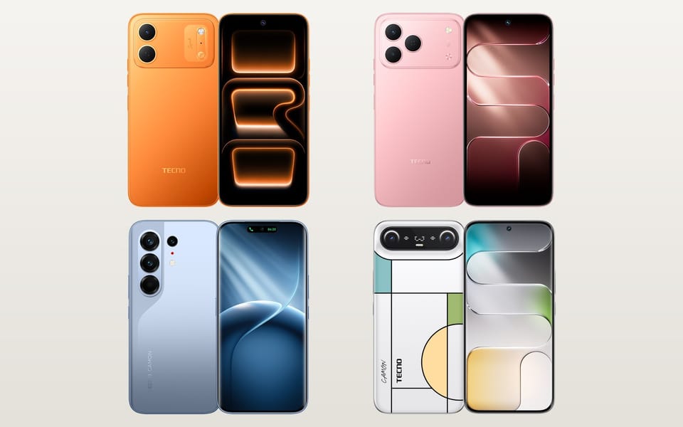 Tecno Spark 50C, Spark 50, Camon 50 Pro and Camon Slim side by side